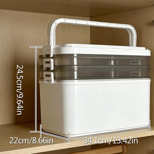 3-Tier Medicine Organizer by [Brand Name] - Portable Medical Cabinet with Handle & Snap Locks | Removable 6-Compartment Pill Storage for Home & Travel