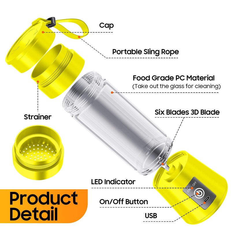 Newly Upgraded Portable Smoothie Blender - 2026 Cordless Blender Rechargeable with 13Oz BAP Free Juice Cup, 20,000Rpm Speed, Freshly Squeezed in Travel