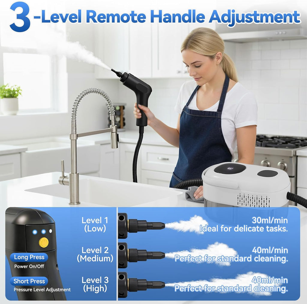 Skiennix Steam Cleaner - 2500W High-Pressure Portable Steamer with 1.4L Tank & 14 Accessories | Fast Heat-Up in 15s