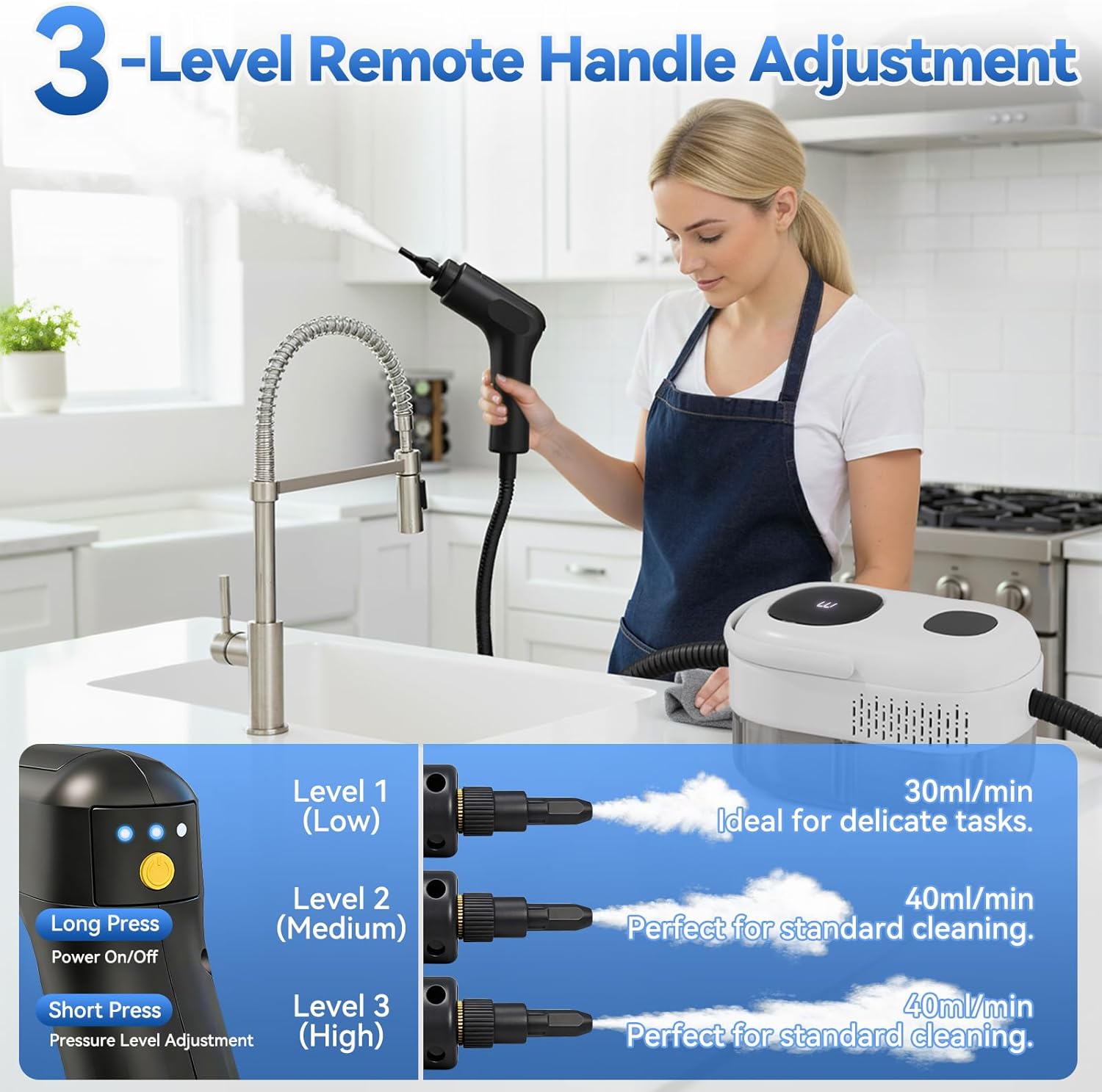 Skiennix Steam Cleaner - 2500W High-Pressure Portable Steamer with 1.4L Tank & 14 Accessories | Fast Heat-Up in 15s