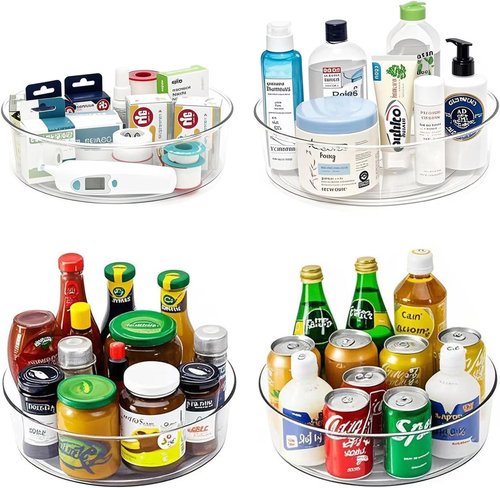 Lazy Susan 11.5-Inch Turntable Organizer - Clear Rotating Storage Bins for Kitchen & Bathroom