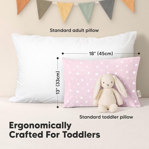 KeaBabies Toddler Pillows - Soft Organic Cotton for Ages 2-5 | 13x18, Machine Washable, Travel & Nap Ready