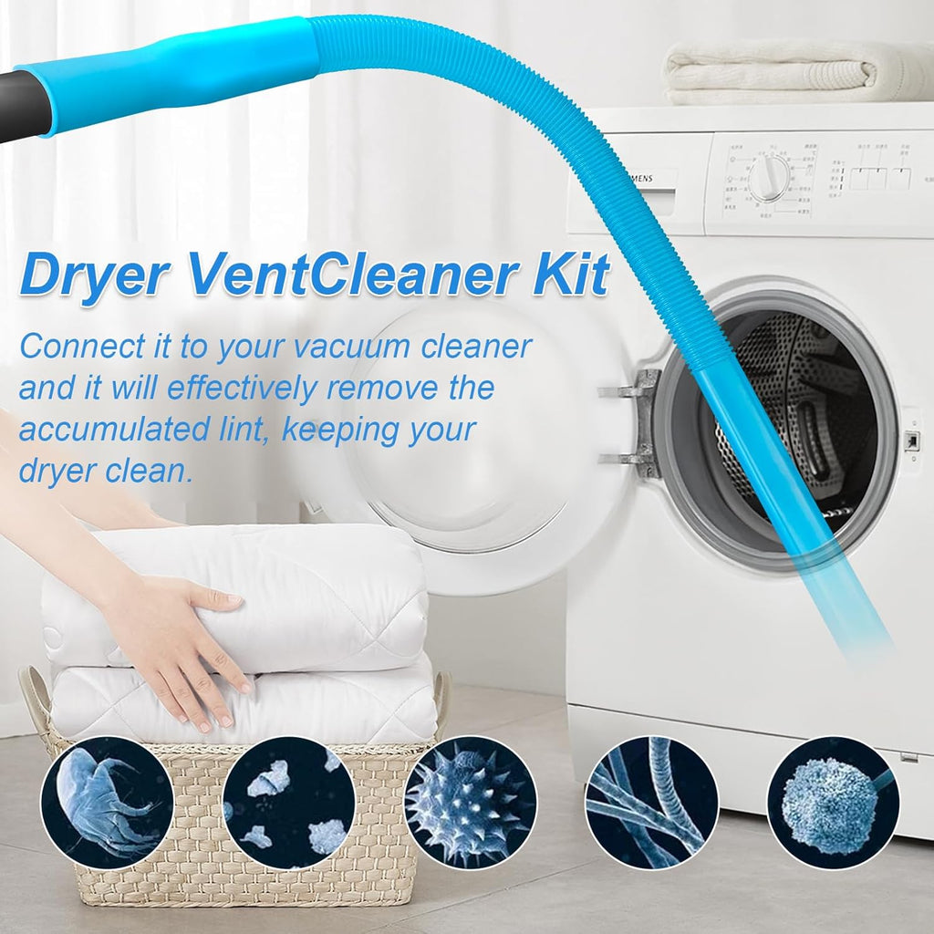 Upgraded Dryer Vent Cleaner Kit - Universal Vacuum Hose Attachment for Effective Lint Removal | Fits All Vacuums (Blue)