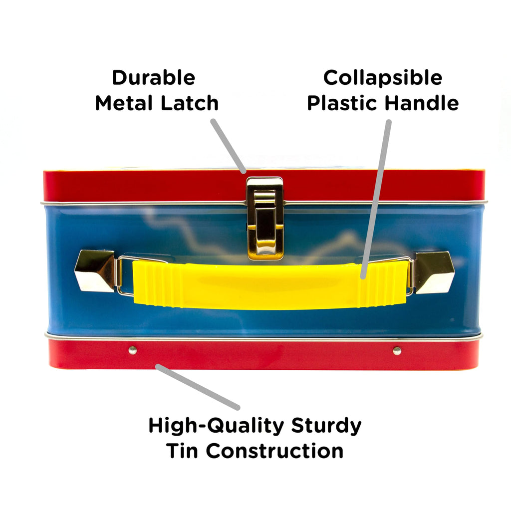 Aquarius Back to The Future Gen 2 Fun Box - Sturdy Tin Storage Box with Plastic Handle & Embossed Front Cover - Officially Licensed Merchandise & Collectible Gift for Kids, Teens & Adults