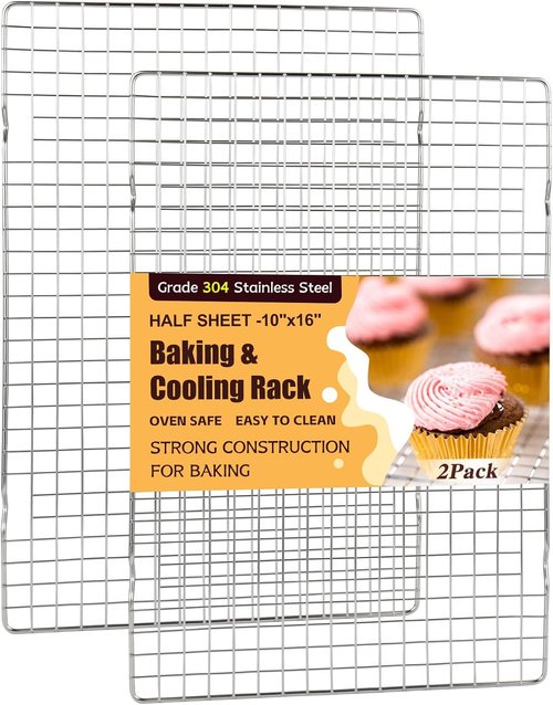 Heavy Duty 304 Stainless Steel Cooling Racks by [Brand Name] – 2 PCS 10" x 16" | Oven & Dishwasher Safe for Baking & Grilling
