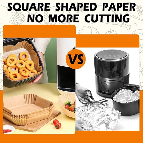 Air Fryer Liners - Non-Stick 10 Inch Square Disposable Parchment Paper | Oil Resistant & Waterproof