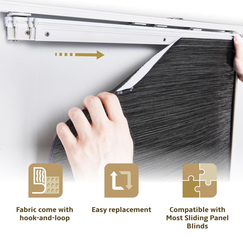 PieceNat Replacement Fabric Panels for Sliding Glass Door (4-Pack, 23"x96"), Fabric Only, Natural Woven Blind Slats, Trimmable, Sheer, Track & Bottom Rail Not Included,Caramel Brown