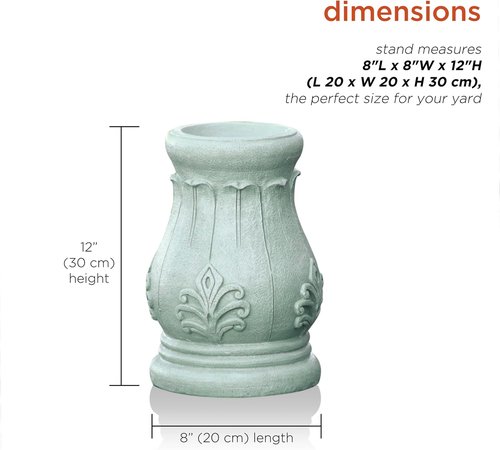 Alpine Corporation 12" Tall Roman Column Gazing Globe Stand - Indoor/Outdoor Display Decor