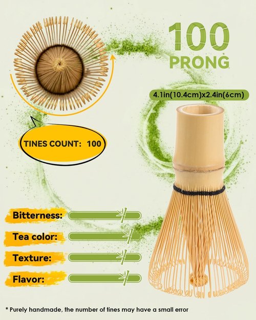 Matcha Whisk | 2-Pack Bamboo Chasen Set - Handcrafted 100-Prong Whisk for Authentic Tea Preparation