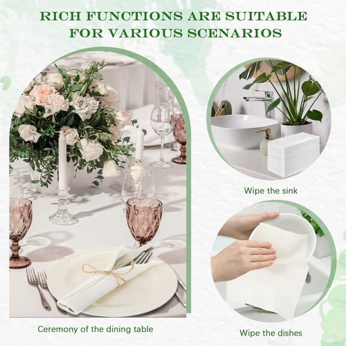 Colarr 600 Paper Hand Towels Bathroom Guest Towels, 12" x 17" Disposable Paper Napkins Guest Decorative Dinner Hand Napkin for Wedding Holiday Cocktail Party (White)