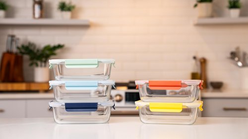 CEYWA 5-Pack 36oz Glass Food Storage Containers with Lids - Borosilicate Glass Meal Prep Container - Airtight, Leak-Proof Reusable Food Prep Containers, Microwave, Freezer, Oven Safe & BPA Free