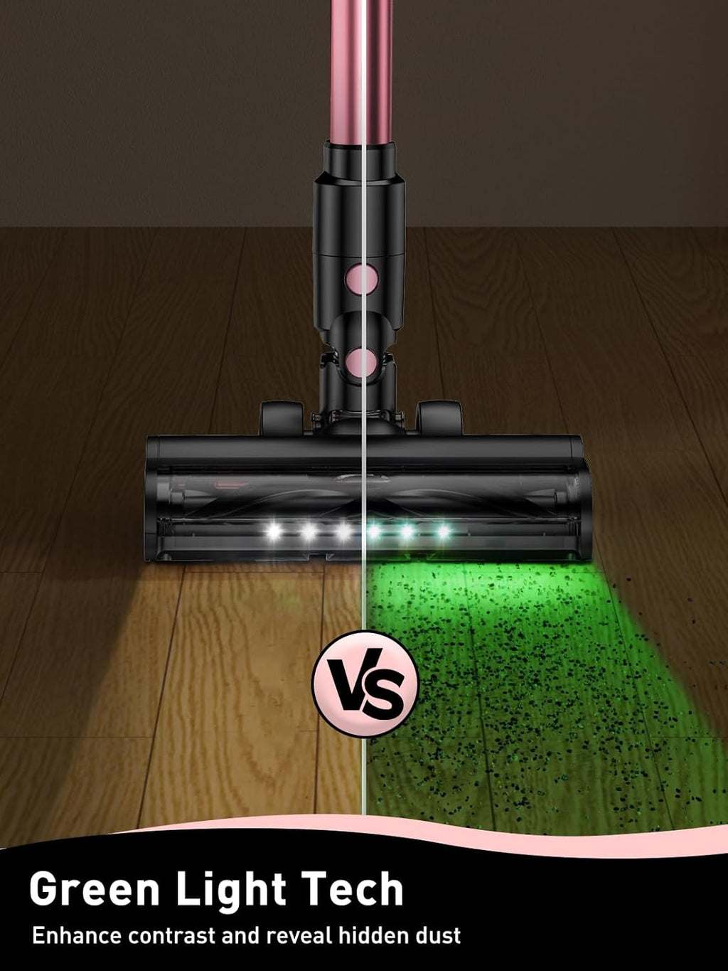 VICEASE Cordless Vacuum Cleaner - 8-in-1 Powerful Suction with LED Display & 45 Min Battery Life | Pink