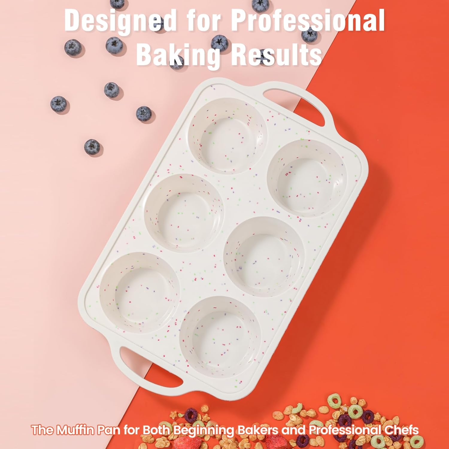 Silicone Jumbo Muffin Pan Set by [Brand Name] - Non-Stick, BPA-Free, Dishwasher Safe | 6 Cup with Metal Frame & Handles