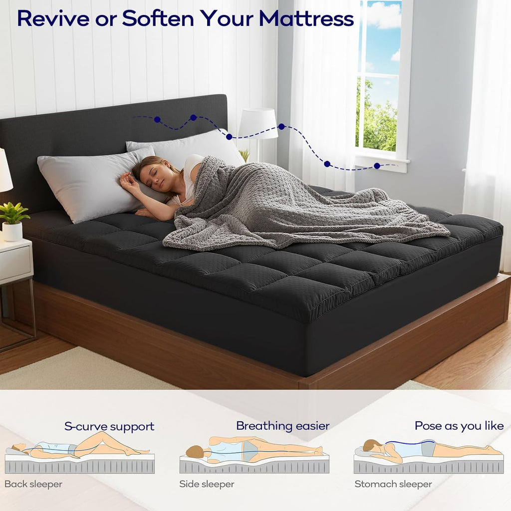 OLANLY Memory Foam Mattress Topper - Dual-Layer 4-Inch Queen Size for Back Pain Relief | Cooling Pillow Top