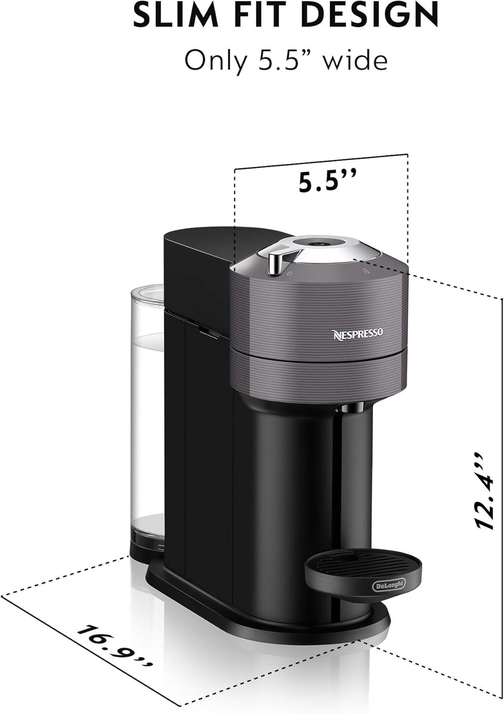 Nespresso Vertuo Next Coffee & Espresso Maker - 1260 Watts, Dark Gray Finish for Perfect Brews