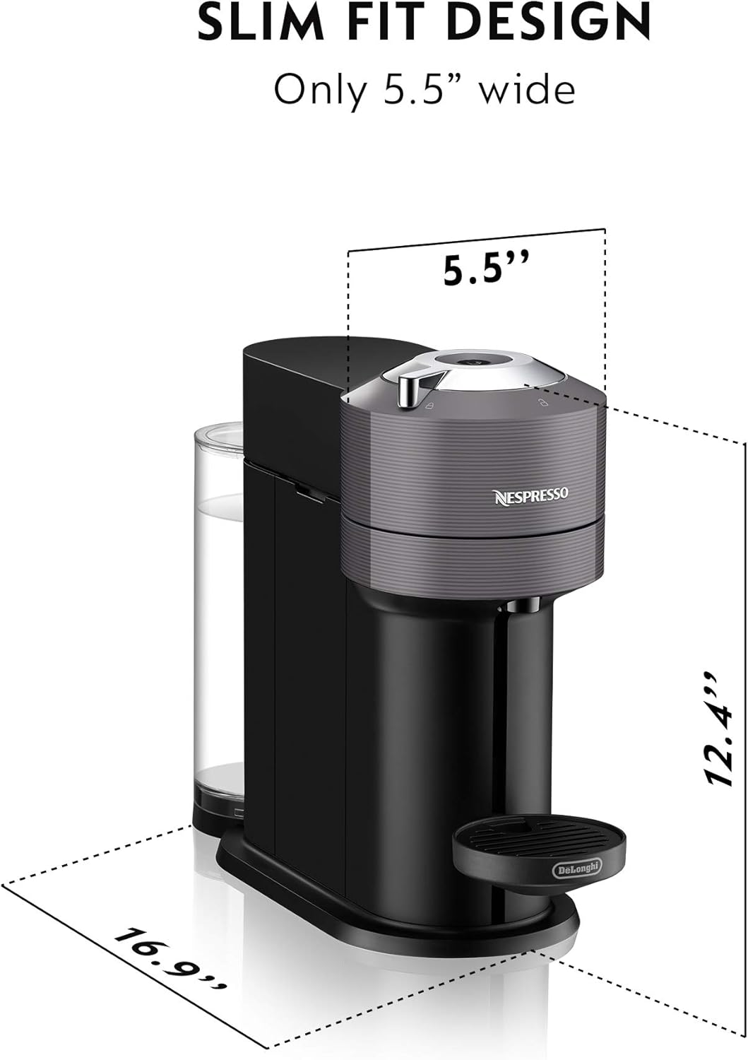 Nespresso Vertuo Next Coffee & Espresso Maker - 1260 Watts, Dark Gray Finish for Perfect Brews