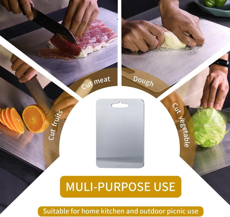 Titanium Cutting Boards - 2025 Upgrade 100% Pure Titanium Cutting Boards For Kitchen, 1 Pack Double-sided food-grade Cutting Board, Easy to Clean (18 * 12INCH)