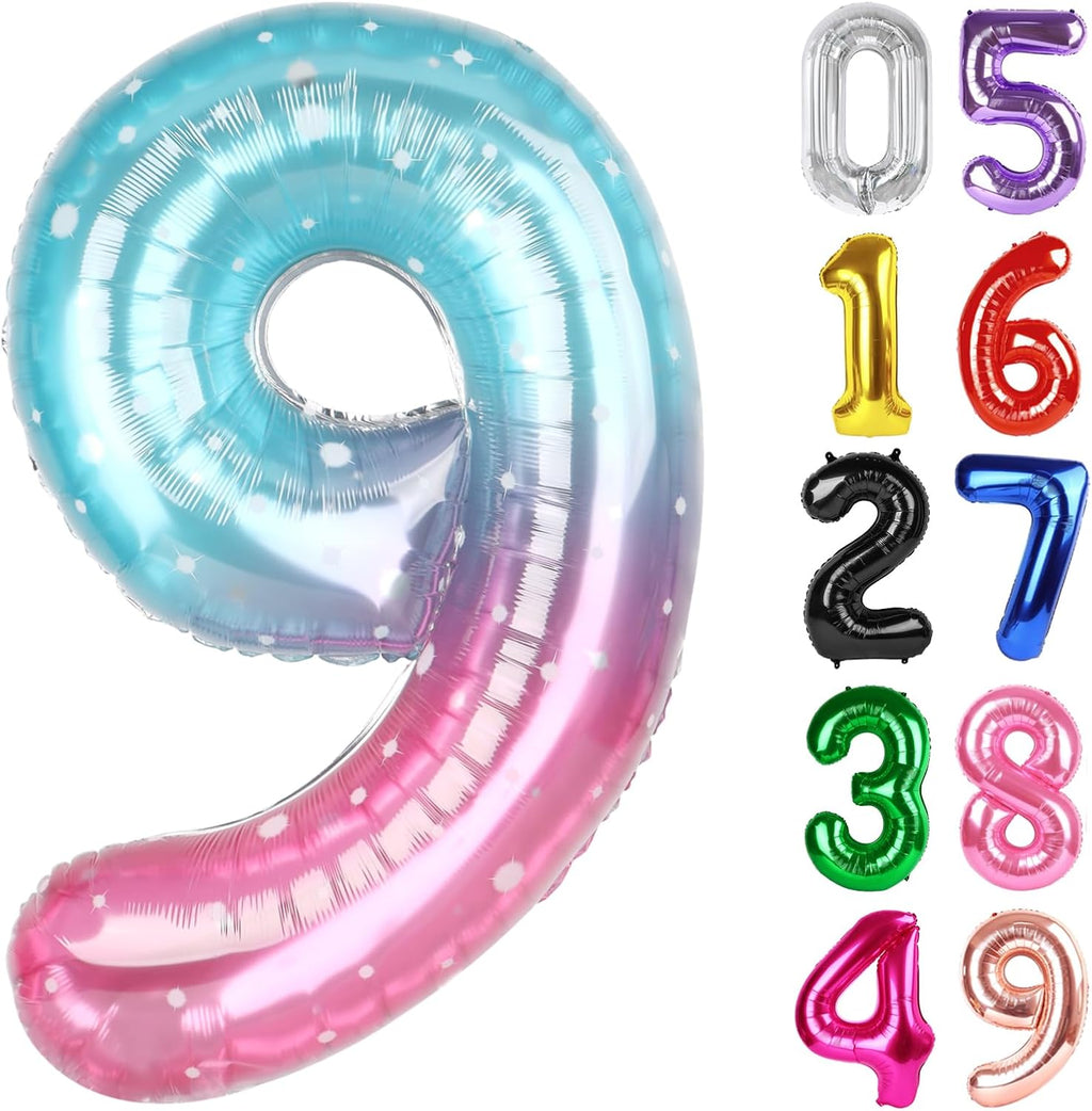 Starry Sky 40-Inch Number 9 Balloon - Giant 9th Birthday Party Decoration | Foil Party Supplies