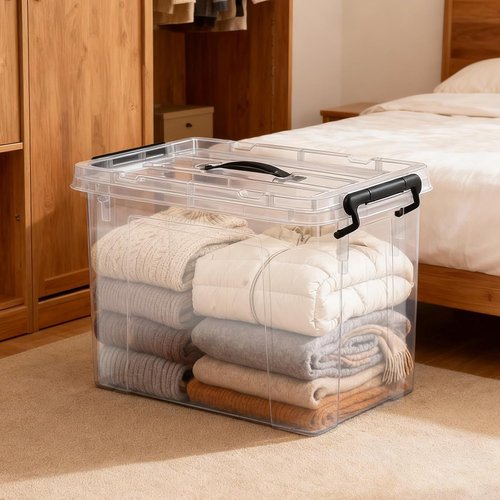 Heavy-Duty Clear Storage Bins by 90 Quart | 4-Pack Premium Organizing Containers with Lids - BPA-Free, Stackable Design