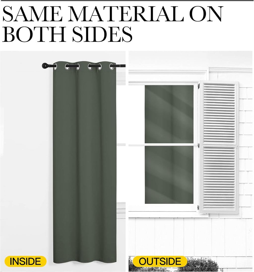 NICETOWN Blackout Draperies - Thermal Insulated Grommet Curtains, 55" Wide x 108" Long | Dark Mallard Color