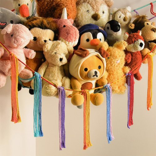 Mirolam Stuffed Animal Hammock - Cute Rainbow Unicorn Storage Net for Teen Girls & Nursery Decor | XL Size