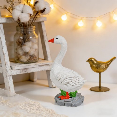 Exasinine Desk Goose Figurine - 7 Inch Office Table Decor Statue for Home Decoration