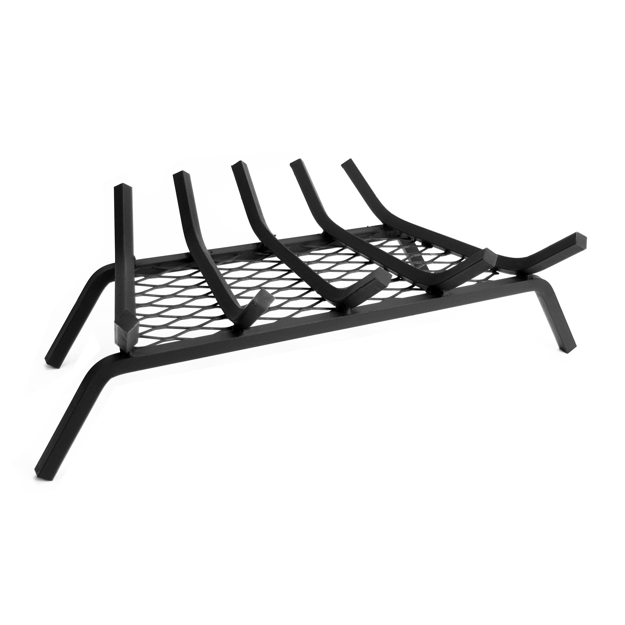 Pleasant Hearth - 1/2" Solid Steel Fireplace Grates With Ember Retainer, Black, 21-Inch