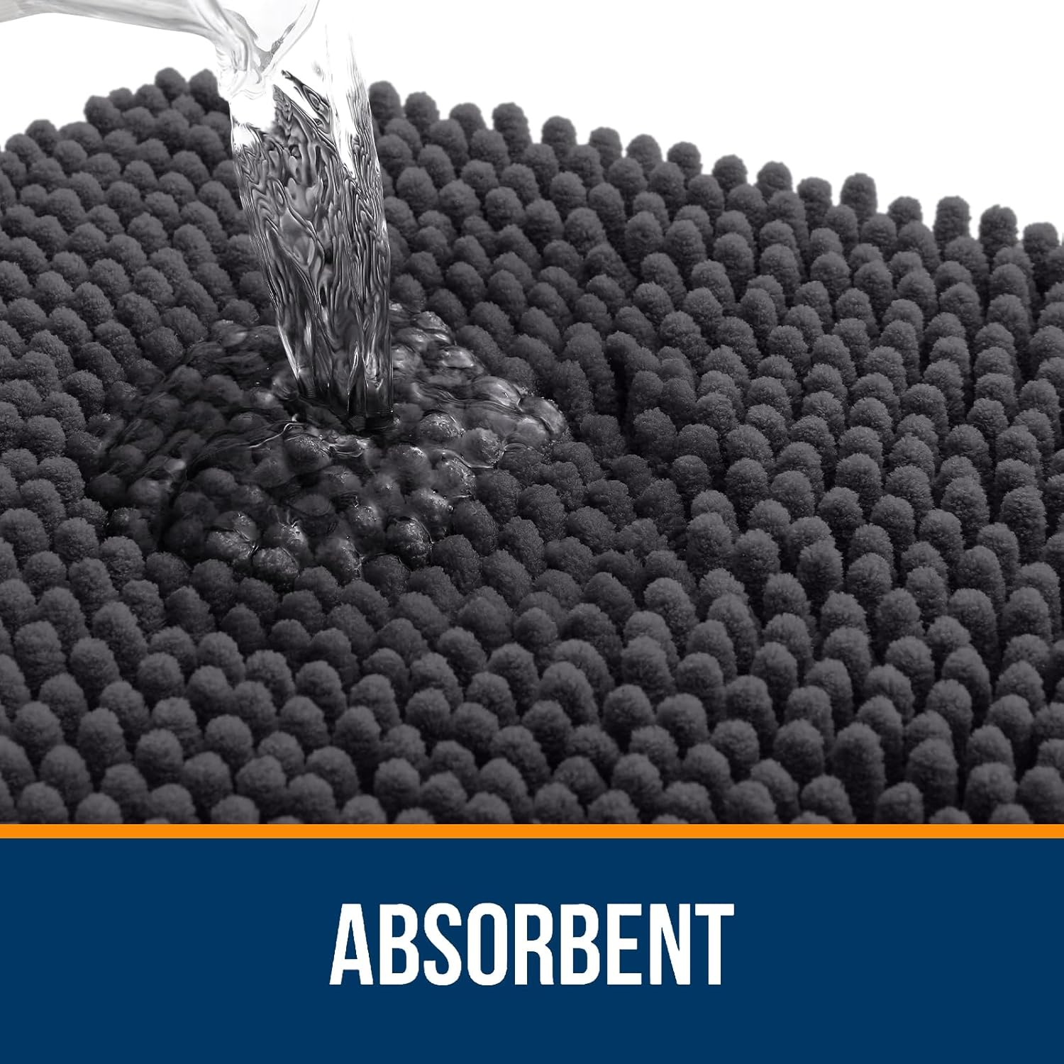 OLANLY Bath Rugs - Extra Soft Chenille Mats with Rubber Backing | Quick Dry, Machine Washable, 36x24, Dark Grey