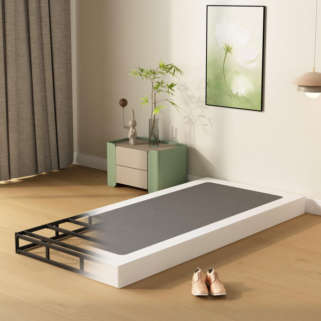 DiaOutro 4 Inch Low Profile Twin Box Spring with Fabric Cover, Heavy Duty Boxsping for Twin Bed, No Noise Mattress Foundation, Strong Metal Frame, Easy Assembly, Black