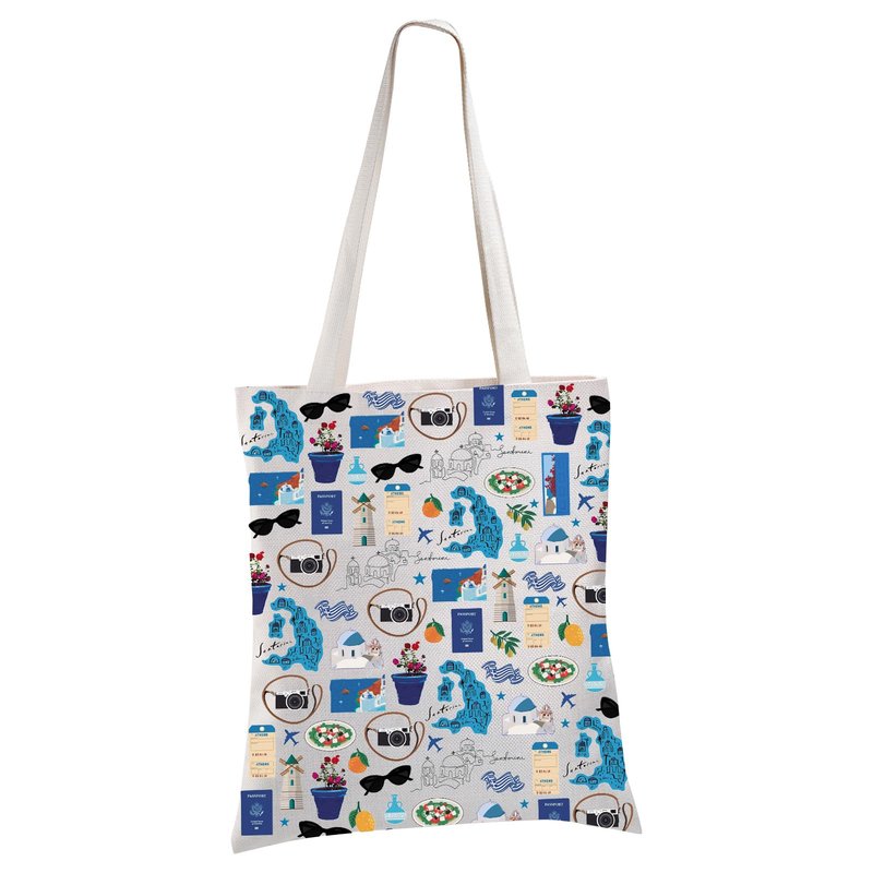 BLUPARK Greece Tote Bag Santa Irini‌‌ Travel Gift Greek Vacation Shopping Bag Wanderlust Gift (Santa)