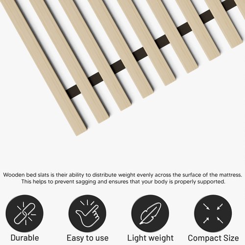 Greaton, 0.68-Inch Horizontal Wooden Bunkie Board/Bed Slats, 72" x 39", Beige