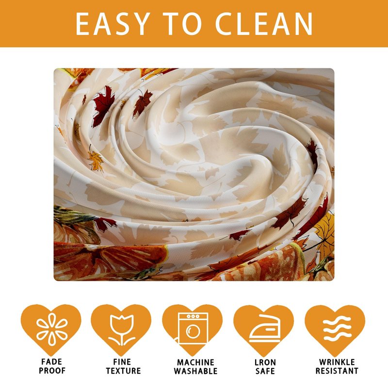 XCHI Fall Pumpkin Maple Leaves Orange Tablecloth Rectangle Washable Table Covers for Home Party Decorations 60x84 Inch