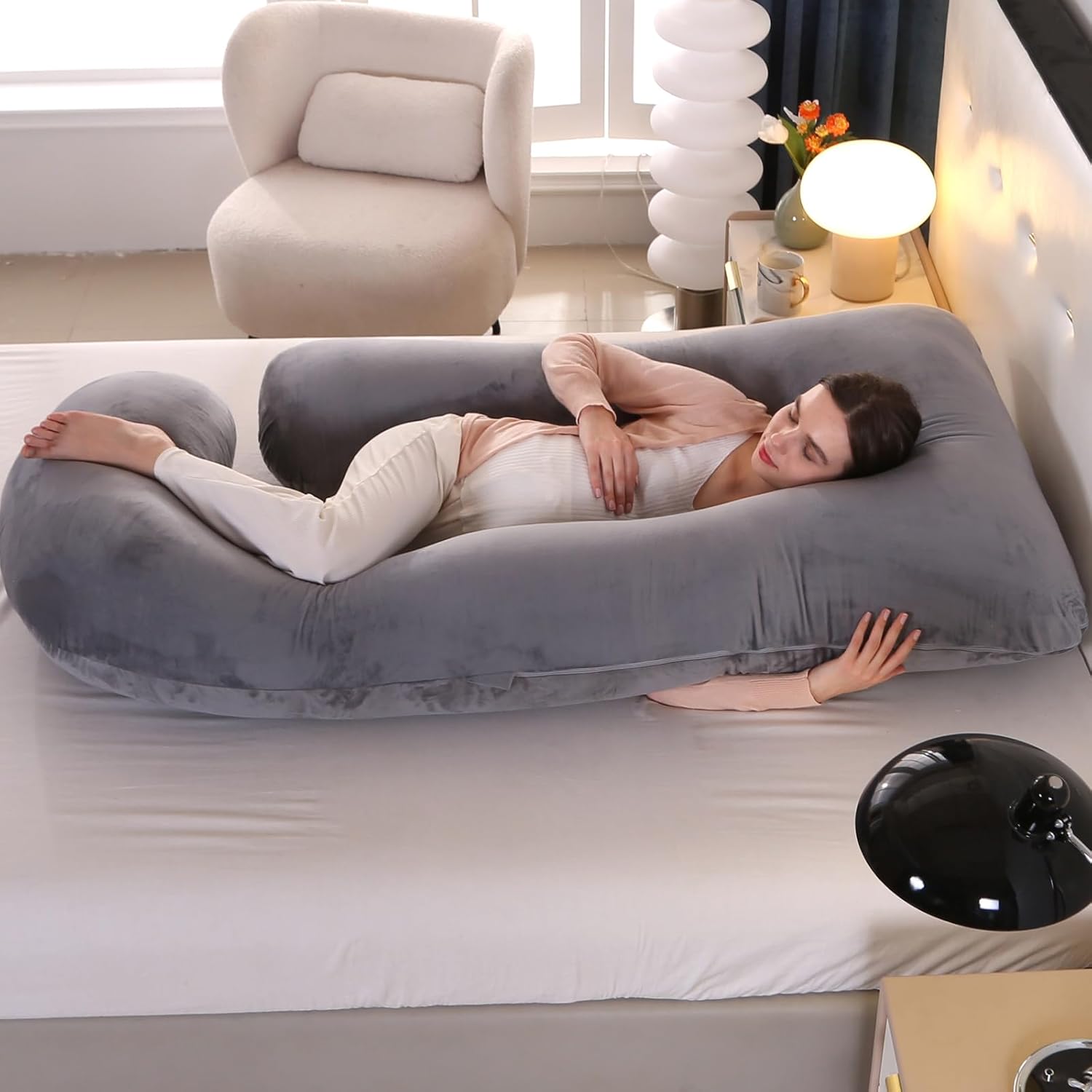 Victostar Pregnancy Pillow - 57-Inch U-Shaped Maternity Pillow with Removable Cover for Full Body Support