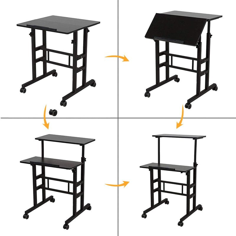 soges Adjustable Stand Up Desk Computer Desk Workstation Sit-Stand Desktop Standing Desk, Black 101-BK