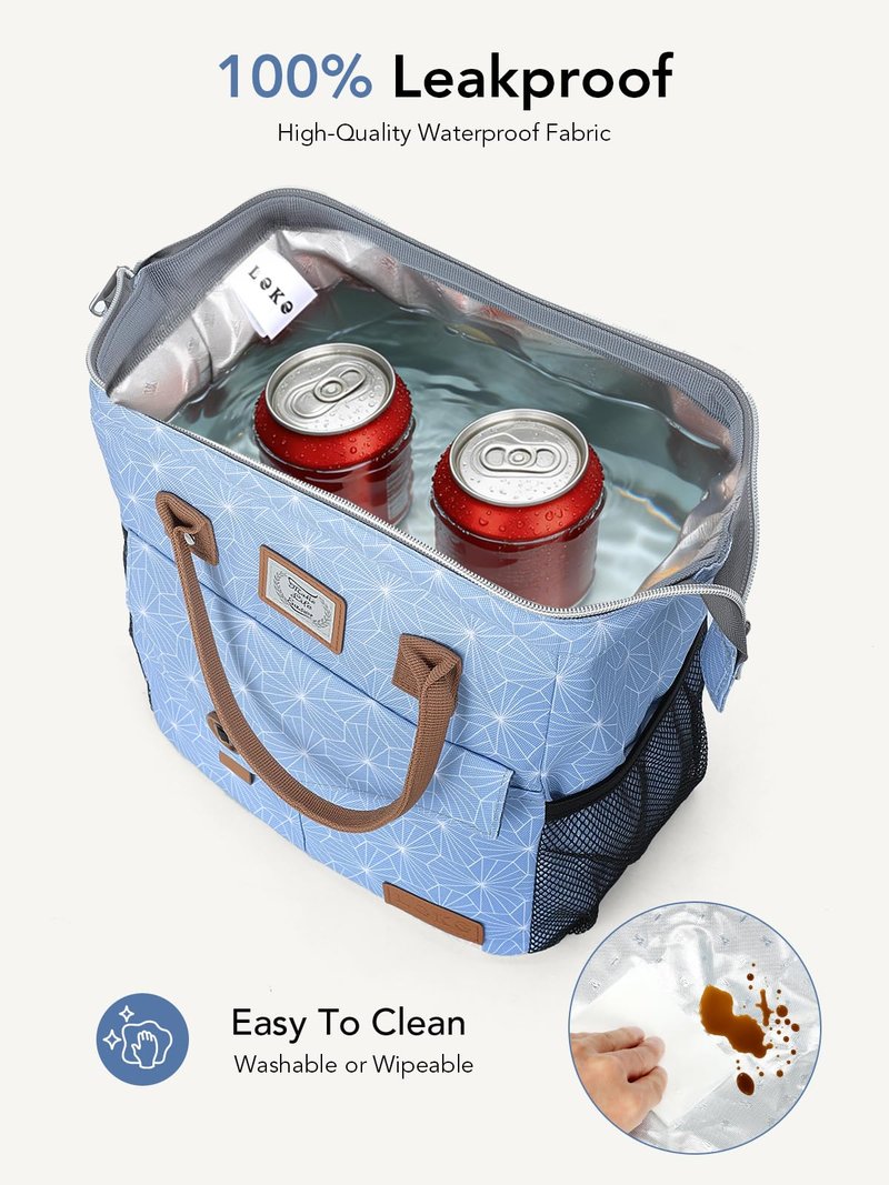 Lekesky Lunch Bag for Women Lunch Box Small Insulated Lunch Bag, Blue, 11L