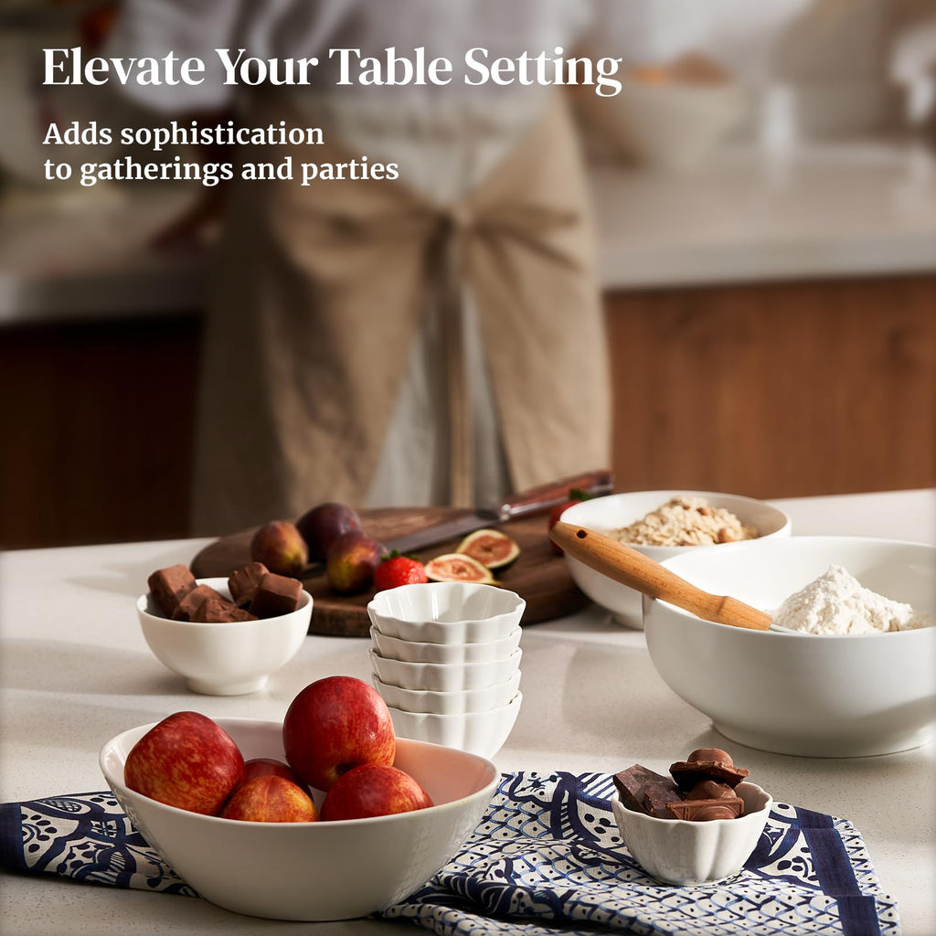 DOWAN Ramekins 4 oz, Creme Brulee Ramekins, Ramiken Oven Safe for Baking, Souffle Dishes Custard Cups, Porcelain Small Dipping Sauces Charcuterie Dessert Bowls, Ceramic Pudding Cups, Set of 6, Soft White