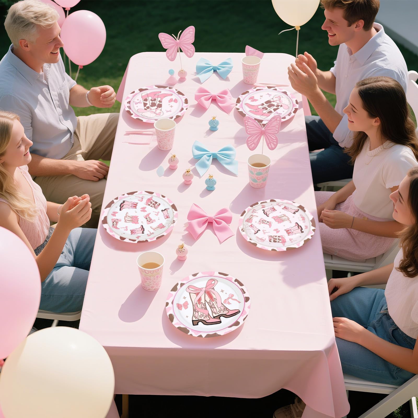 60Pcs Coquette Cowgirl Birthday Party Decorations 9" Western Bow Cowgirl Plates Disposable Pink Bows Rodeo Bachelorette Tableware for Western Cowgirls Themed Birthday Baby Shower Party Supplies