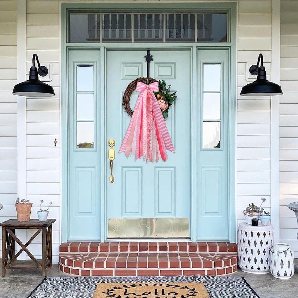 Skiennix Pink Wreath Sash - Decorative Ribbon for Front Door & Porch Garland Decor