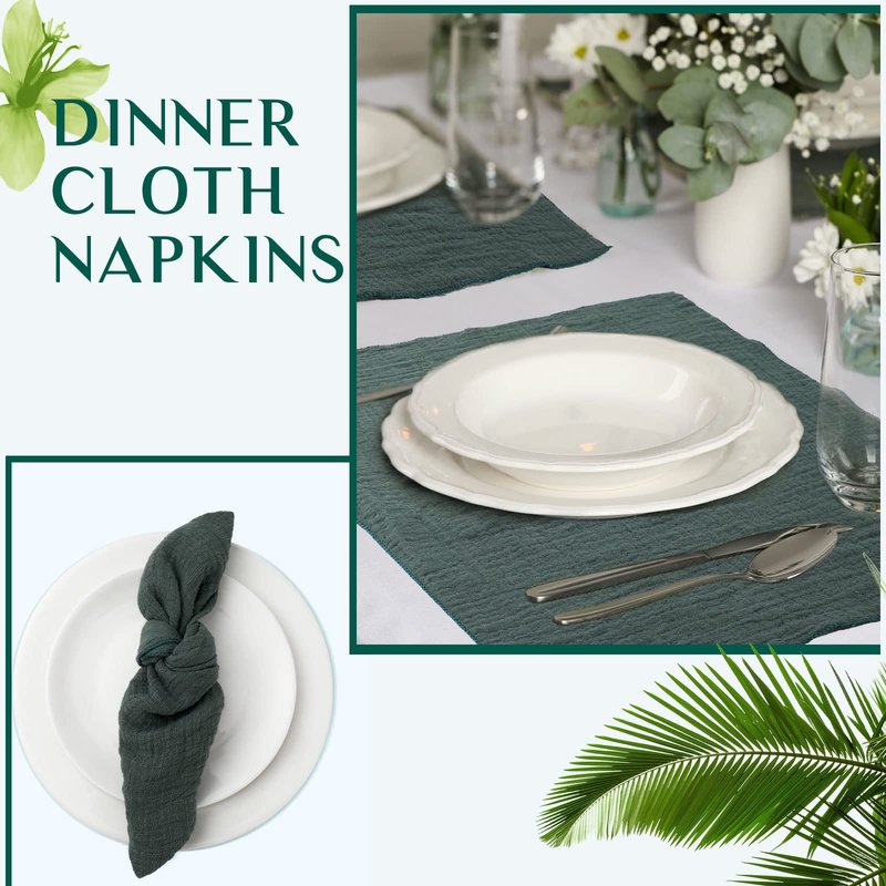 Buryeah 50 Pcs Sage Green Cloth Linen Napkins Cotton Linen Dinner Napkins Solid Color Reusable Table Dinner Napkins for Hotel, Lunch, Restaurant, Weddings Engagement Party Guests Family, 16.5 x 16.5''