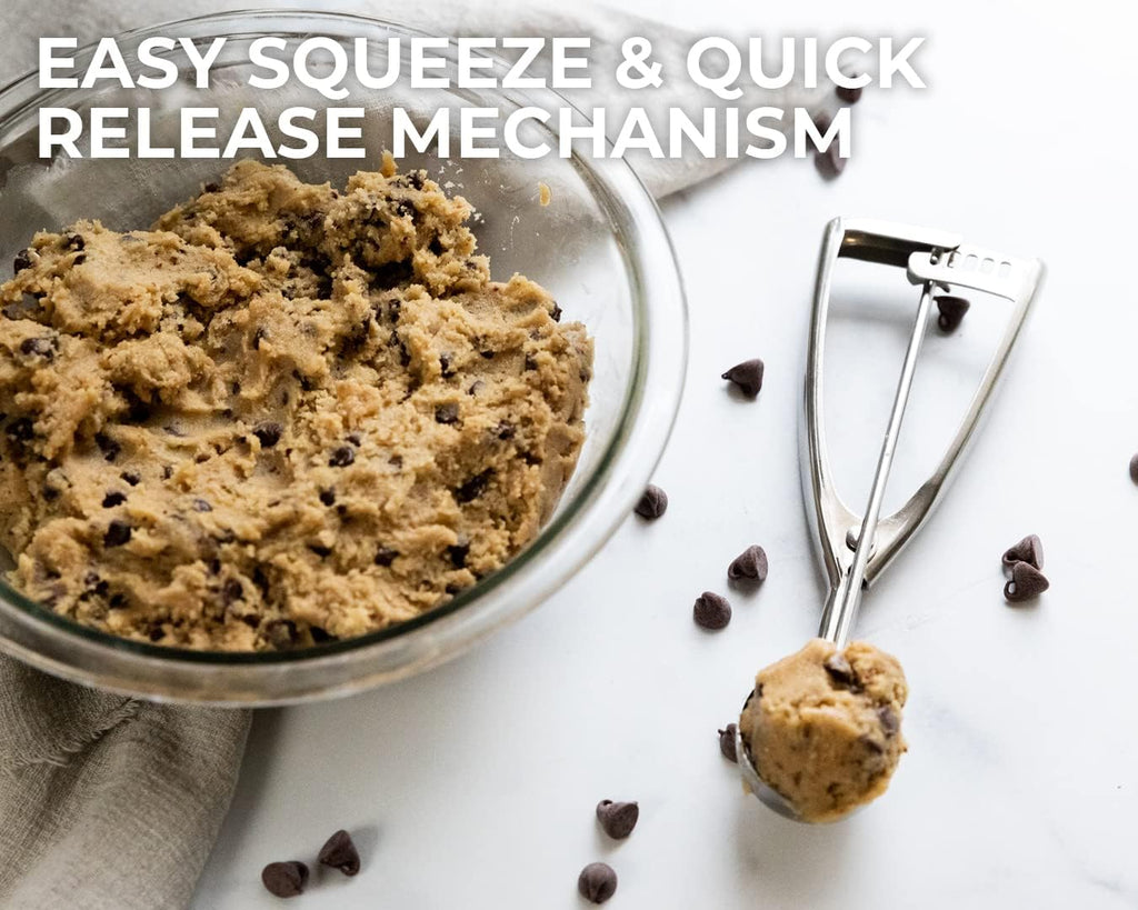 Saffron & Sage Stainless Steel Cookie Scoop - Heavy Duty 2 Tbsp Dough Scoop with Comfortable Handles | Rust Resistant & Dishwasher Safe