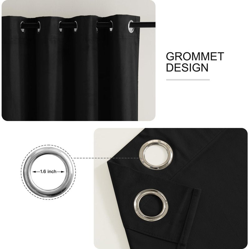 RYB HOME Black Velvet Curtains 96 inches, Soft Thick Velvet Drapes with Rustproof Grommet Room Darkening Noise Reducing Privacy Blinds for Closet Living Room Studio, W52 x L96 inches, 1 Pair