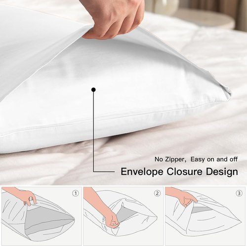Deep Dream 100% Cotton Queen Pillowcases - Set of 2, 600 Thread Count, White, 20x30 Inches