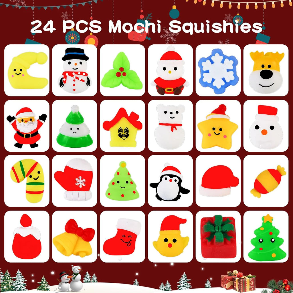 Skiennix Christmas Advent Calendar 2025 - 24 Cute Mochi Squishies for Kids | Perfect Stocking Stuffers