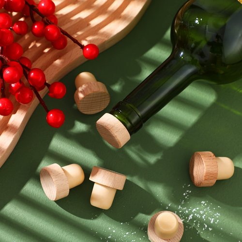 Yalikop 96 Pcs T Shaped Cork Plugs Reusable Wooden & Rubber Wine & Beer Bottle Stoppers