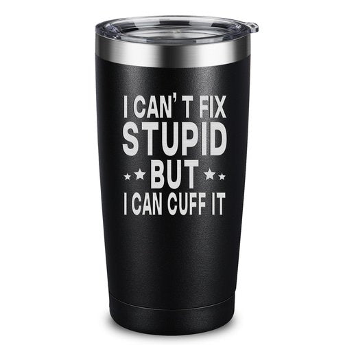 ARIABLE Funny Police Officer Gifts for Men, Retirement, Law Enforcement, Academy, Graduation Gifts for Cops, 20oz Engraved Tumbler, Black