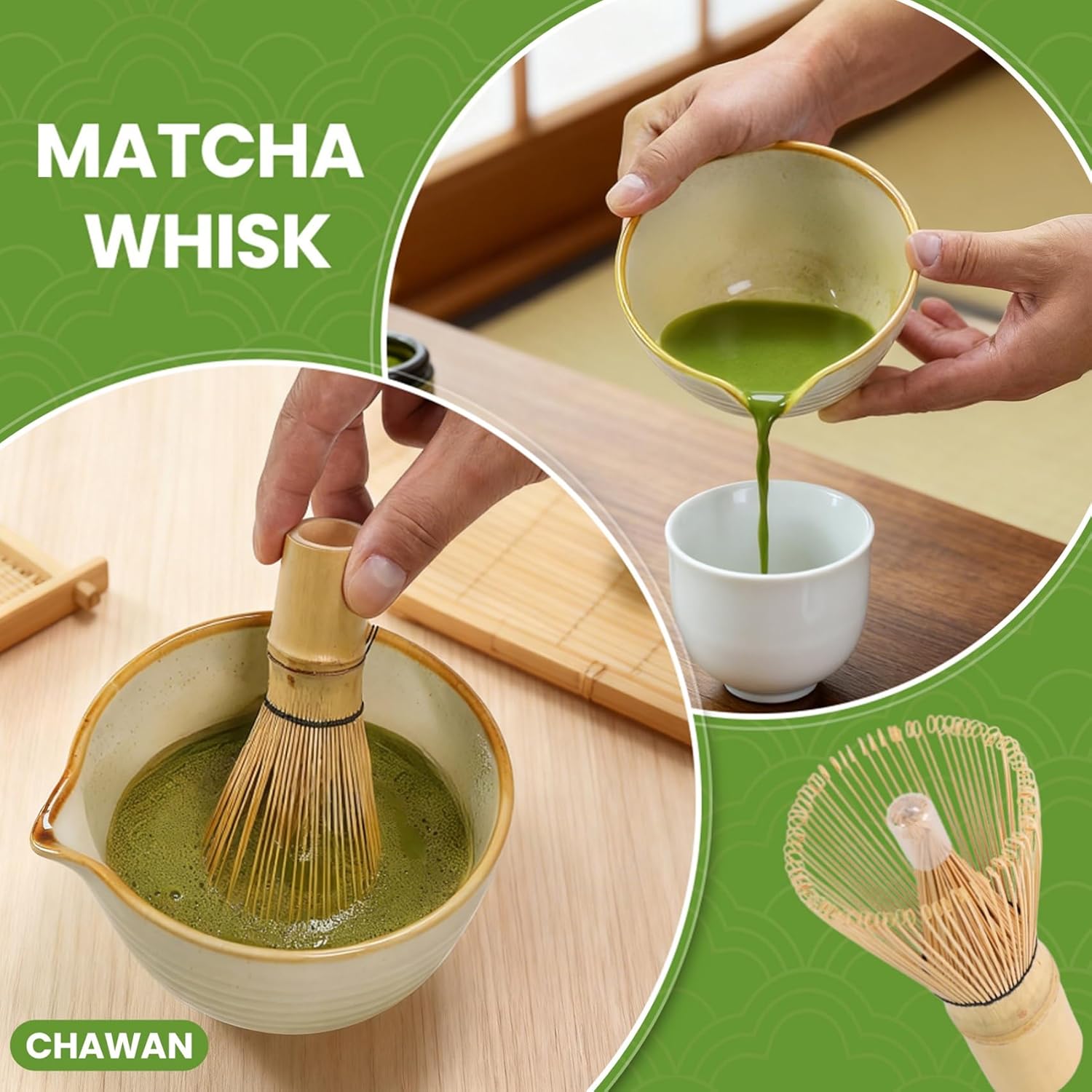 Skiennix 7-Piece Japanese Matcha Set - Complete Kit with Ceramic Bowl, Bamboo Whisk & Accessories