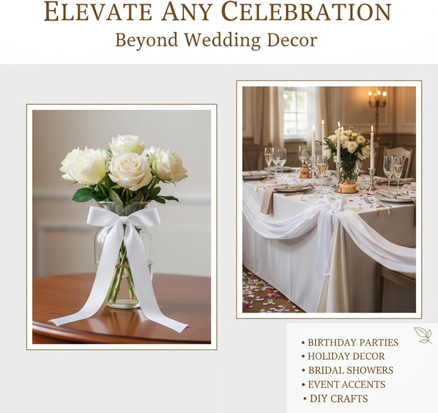 Skiennix 30 Pcs Satin Chair Ribbons - 90.55x1.96 Inch White Sashes for Wedding Aisle Decor