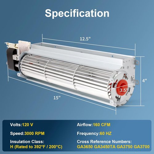 Desa Fireplace Blower Replacement - High-Performance Fan for GA3650, GA3750 Models | Durable Parts