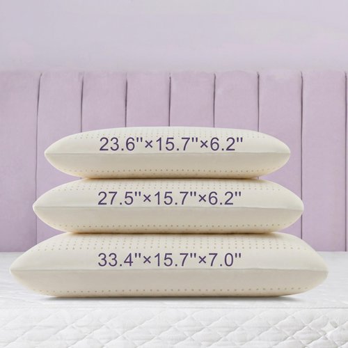 Artka Talalay Latex Sleeping Pillow, Soft Bed Pillow with Cotton Pillowcase Helps Relieve Pressure, Premium Pillow for Side, Back, and Stomach Sleepers to Get a Restful Sleep (1, Queen (M Loft))