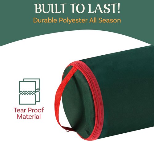 Elf Stor Wrapping Paper Storage Bags - Set of 2 Zippered Canvas Totes with Sturdy Handles | Fits Up to 40-Inch Rolls (Green)